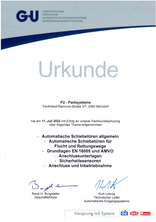 Zertifizierung Tore